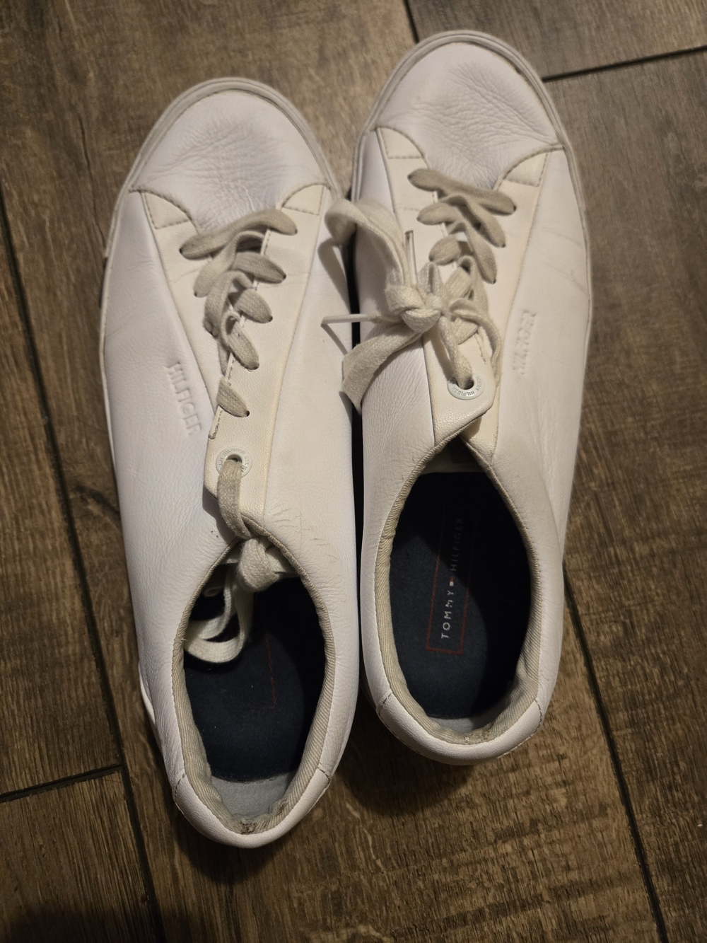 Tommy Hilfiger Men's White Leather Casual Sneakers